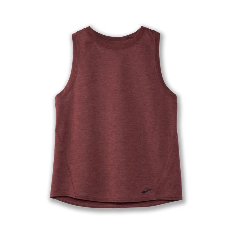 Brooks Distance Running Tank Top - Women's - Heather Terracotta/Burgundy (75320-OVRB)